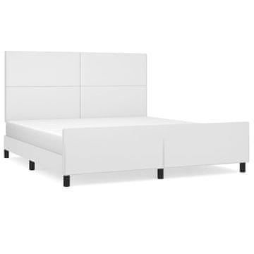 Vidaxl Posteljni okvir z vzglavjem bel 180x200 cm umetno usnje