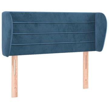Vidaxl Vzglavje z ušesi temno modro 83x23x78/88 cm žamet