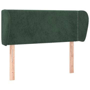 Vidaxl Vzglavje z ušesi temno zeleno 83x23x78/88 cm žamet