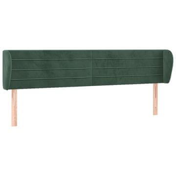 Vidaxl Vzglavje z ušesi temno zeleno 203x23x78/88 cm žamet
