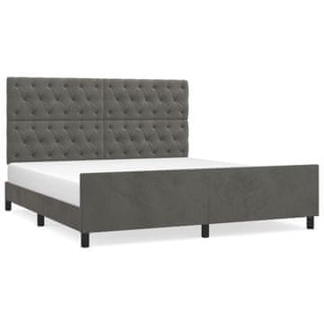 Vidaxl Posteljni okvir brez vzmetnice temno siv 160x200 cm žamet