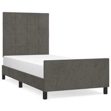 Vidaxl Posteljni okvir brez vzmetnice temno siv 90x200 cm žamet