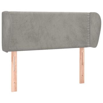 Vidaxl Vzglavje z ušesi svetlo sivo 93x23x78/88 cm žamet