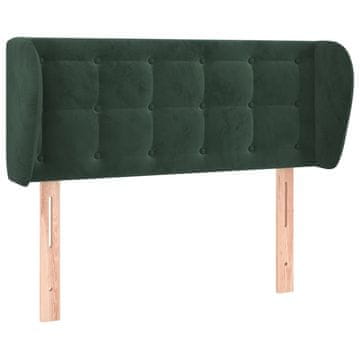 Vidaxl Vzglavje z ušesi temno zeleno 93x23x78/88 cm žamet