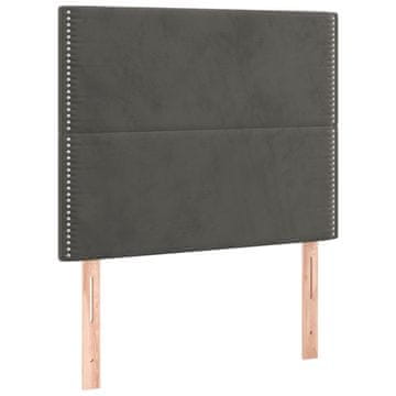Vidaxl Vzglavje postelje temno sivo 80x5x118/128 cm žametno