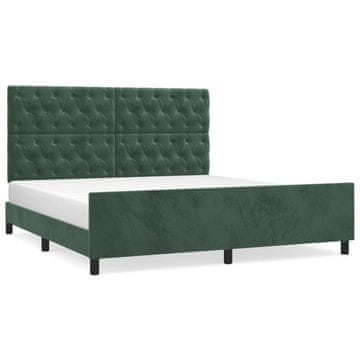 Vidaxl Posteljni okvir brez vzmetnice temno zelen 160x200 cm žamet