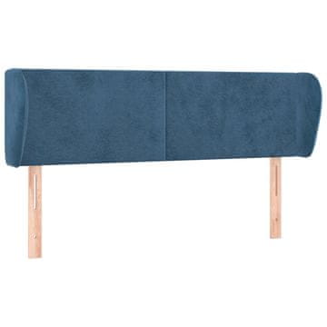 Vidaxl Vzglavje z ušesi temno modro 147x23x78/88 cm žamet