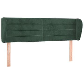 Vidaxl Vzglavje z ušesi temno zeleno 147x23x78/88 cm žamet