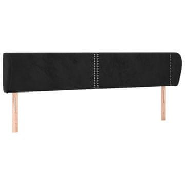 Vidaxl Vzglavje z ušesi črno 203x23x78/88 cm žamet