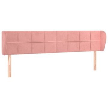 Vidaxl Vzglavje z ušesi roza 203x23x78/88 cm žamet
