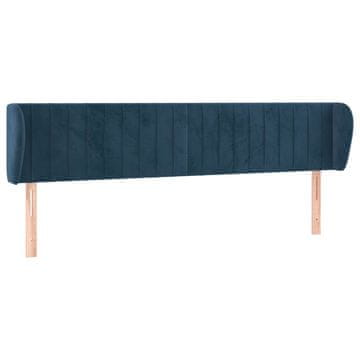 Vidaxl Vzglavje z ušesi temno modro 183x23x78/88 cm žamet