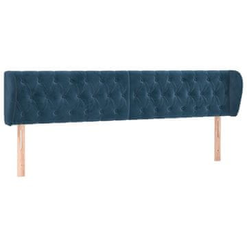 Vidaxl Vzglavje z ušesi temno modro 183x23x78/88 cm žamet