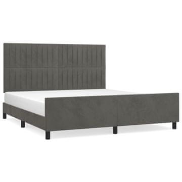 Vidaxl Posteljni okvir z vzglavjem temno siv 180x200 cm žamet
