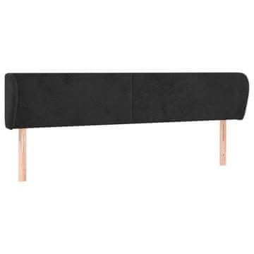 Vidaxl Vzglavje z ušesi črno 203x23x78/88 cm žamet