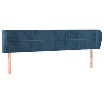 Vidaxl Vzglavje z ušesi temno modro 203x23x78/88 cm žamet