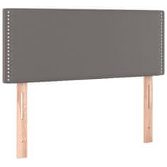 Vidaxl Box spring postelja z vzmetnico LED siva 90x200 cm umetno usnje