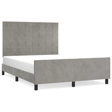 Vidaxl Posteljni okvir brez vzmetnice svetlo siv 140x190 cm žamet