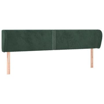 Vidaxl Vzglavje z ušesi temno zeleno 203x23x78/88 cm žamet