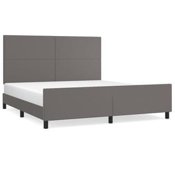 Vidaxl Posteljni okvir z vzglavjem siv 160x200 cm umetno usnje