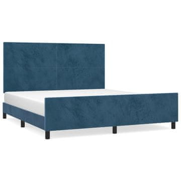 Vidaxl Posteljni okvir brez vzmetnice temno moder 160x200 cm žamet