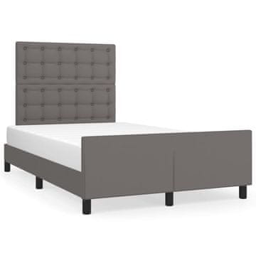 Vidaxl Posteljni okvir z vzglavjem siva 120x200 cm umetno usnje
