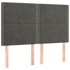 Vidaxl Box spring postelja z vzmetnico temno siva 140x200 cm žamet