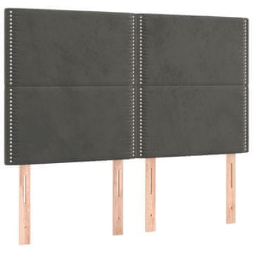 Vidaxl Vzglavje postelje temno sivo 144x5x118/128 cm žamet