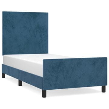 Vidaxl Posteljni okvir brez vzmetnice temno moder 80x200 cm žamet