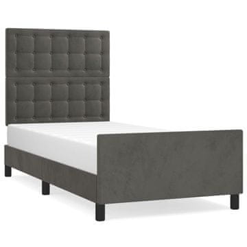 Vidaxl Posteljni okvir brez vzmetnice temno siv 90x200 cm žamet