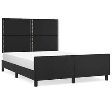 Vidaxl Posteljni okvir z vzglavjem črn 140x200 cm umetno usnje