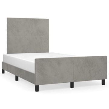 Vidaxl Posteljni okvir brez vzmetnice svetlo siv 120x200 cm žamet