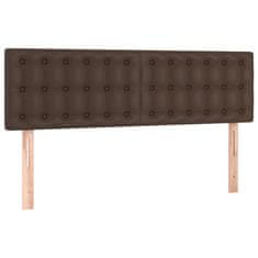 Vidaxl Box spring postelja z vzmetnico LED rjava 140x200cm um. Usnje