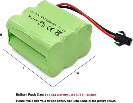 Batterie RC Ni-MH 6V 2400mAh - Avec Connecteur JST - Pour Voiture, Bateau, Char RC & Outils - Écologique & Rechargeable