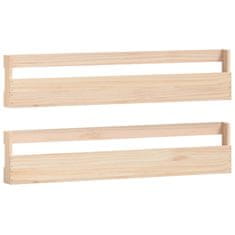 Vidaxl Stenski regal za čevlje 2 kosa 110x9x23 cm trdna borovina