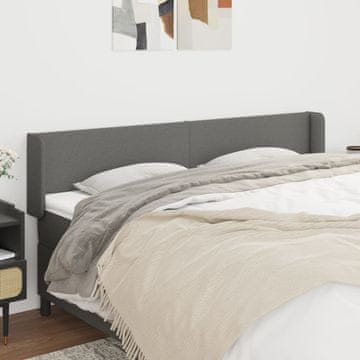 Vidaxl vidaXL Vzglavje s krilci temno sivo 163x16x78/88 cm blago