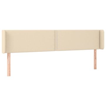 Vidaxl Vzglavje z ušesi krem 203x16x78/88 cm blago