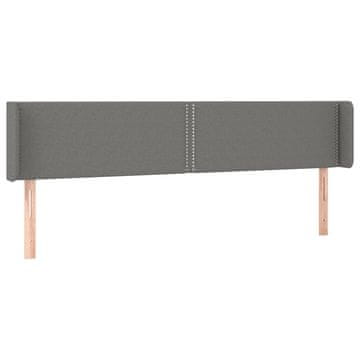 Vidaxl Vzglavje z ušesi temno sivo 183x16x78/88 cm blago