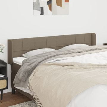 Vidaxl vidaXL Vzglavje postelje s krilci, sivo-rjavo, 203x16x78/88 cm, blago