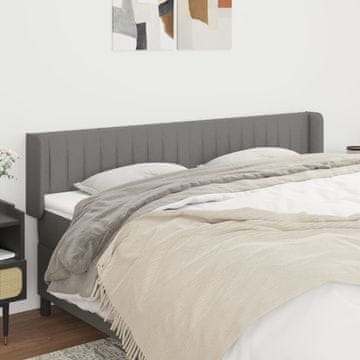 Vidaxl vidaXL Vzglavje s krilci temno sivo 183x16x78/88 cm blago