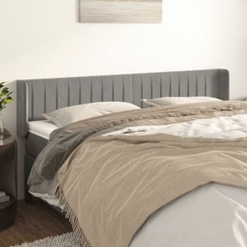 Vidaxl vidaXL Vzglavje s krilci svetlo sivo 163x16x78/88 cm žamet