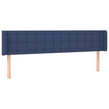 Vidaxl Vzglavje z ušesi modro 163x16x78/88 cm blago