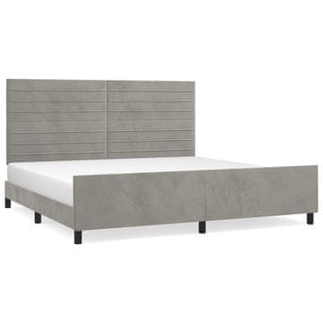 Vidaxl Posteljni okvir brez vzmetnice svetlo siv 200x200 cm žamet