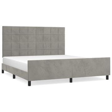 Vidaxl Posteljni okvir z vzglavjem svetlo siv 180x200 cm žamet