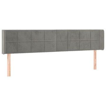 Vidaxl Vzglavje z ušesi svetlo sivo 163x16x78/88 cm žamet