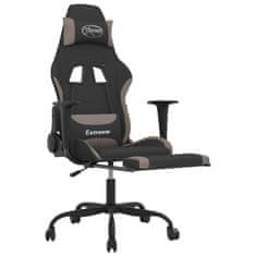 Vidaxl Masažni gaming stol z oporo za noge črno in taupe blago