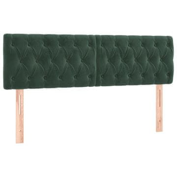 Vidaxl Posteljno vzglavje temno zelena 160x7x78/88 cm žametna