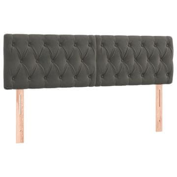 Vidaxl Posteljno vzglavje temno siva 144x7x78/88 cm žamet