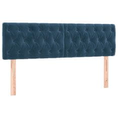 Vidaxl Box spring postelja z vzmetnico temno modra 140x200 cm žamet
