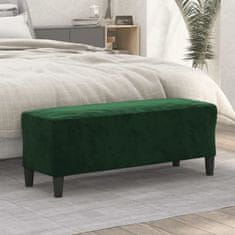 Vidaxl vidaXL Klop temno zelene barve 100x35x41 cm oblazinjena z žametom