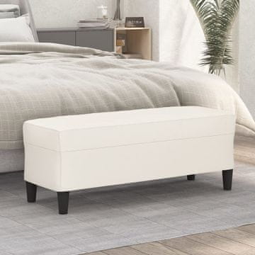 Vidaxl vidaXL Klop, kremna, 100x35x41 cm, oblazinjena z umetnim usnjem